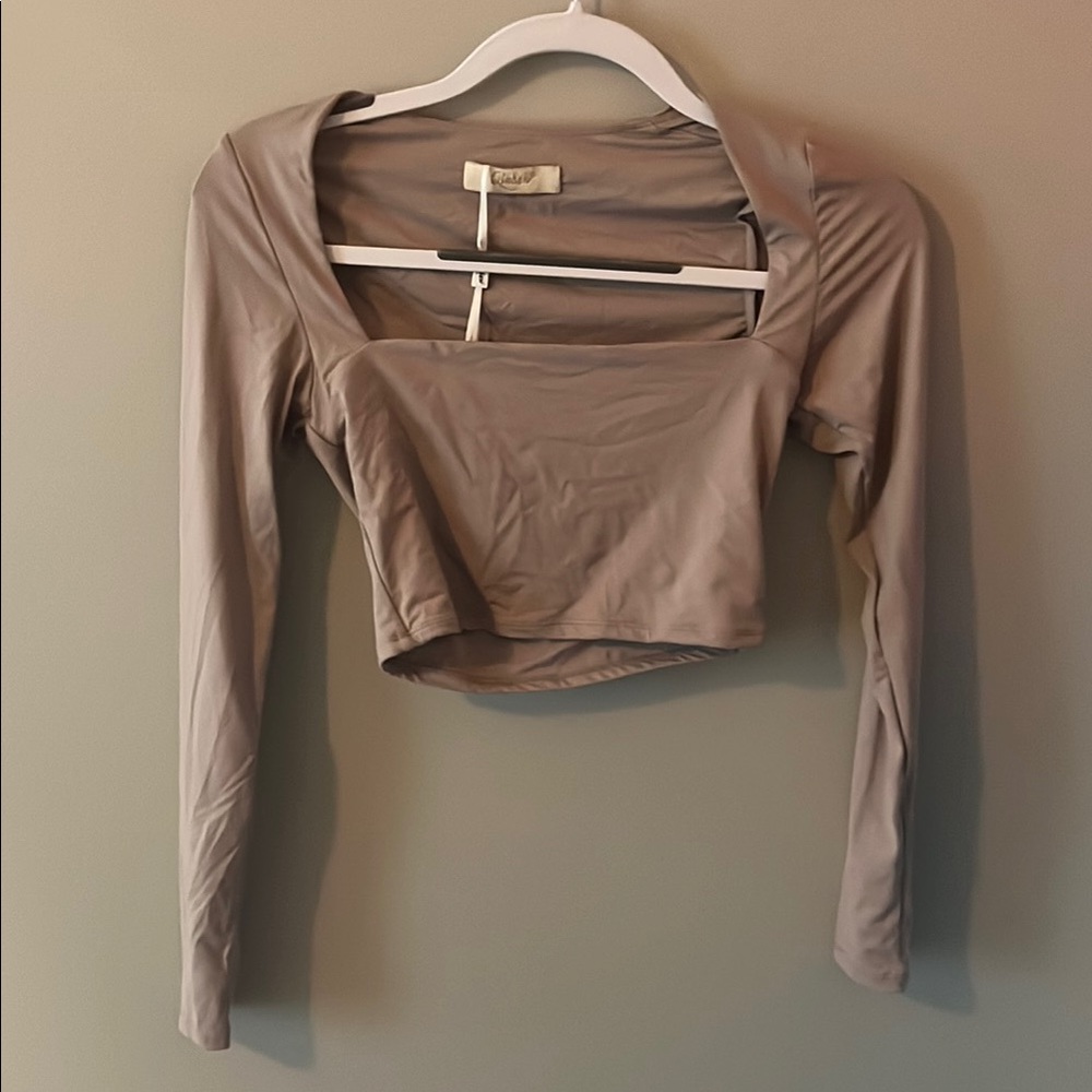 Brown Fitted Long Sleeve Bodysuit